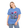 Wildflowers and Pink/Violet Roses, Graphic T-Shirts for Women, Floral Shirt, Womens Short Sleeve, Ladies Graphic Tees #5101TTS