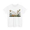 Wildflowers and White Roses, Graphic T-Shirts for Women, Floral Shirt, Womens Short Sleeve, Ladies Graphic Tees #5039TTS