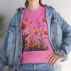 Wildflowers and Orange Roses, Graphic T-Shirts for Women, Floral Shirt, Womens Short Sleeve, Ladies Graphic Tees #5046TTS