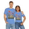 Wildflowers and Orange Roses, Graphic T-Shirts for Women, Floral Shirt, Womens Short Sleeve, Ladies Graphic Tees #5045TTS