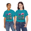 Wildflowers and Pink/Violet Roses, Graphic T-Shirts for Women, Floral Shirt, Womens Short Sleeve, Ladies Graphic Tees #5101TTS