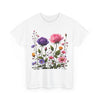 Wildflowers and Pink/Violet Roses, Graphic T-Shirts for Women, Floral Shirt, Womens Short Sleeve, Ladies Graphic Tees #5101TTS