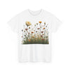 Wildflowers and White Roses, Graphic T-Shirts for Women, Floral Shirt, Womens Short Sleeve, Ladies Graphic Tees #5041TTS