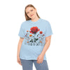Wildflowers and a Red Rose, Graphic T-Shirts for Women, Floral Shirt, Womens Short Sleeve, Ladies Graphic Tees #5007TTS
