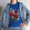Wildflowers and Red Roses, Graphic T-Shirts for Women, Floral Shirt, Womens Short Sleeve, Ladies Graphic Tees #5127TTS