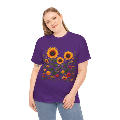 Sunflowers & Wildflowers, Graphic T-Shirts for Women, Floral Shirt, Womens Short Sleeve, Ladies Graphic Tees #5154TTS