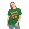 Wildflowers and Pink & Yellow Roses, Graphic T-Shirts for Women, Floral Shirt, Womens Short Sleeve, Ladies Graphic Tees #5142TTS