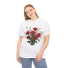 Wildflowers and Red Roses, Graphic T-Shirts for Women, Floral Shirt, Womens Short Sleeve, Ladies Graphic Tees #5131TTS