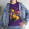 Wildflowers and Pink & Yellow Roses, Graphic T-Shirts for Women, Floral Shirt, Womens Short Sleeve, Ladies Graphic Tees #5138TTS