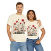 Wildflowers and Red Roses, Graphic T-Shirts for Women, Floral Shirt, Womens Short Sleeve, Ladies Graphic Tees #5035TTS