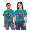 Wildflowers and Red Roses, Graphic T-Shirts for Women, Floral Shirt, Womens Short Sleeve, Ladies Graphic Tees #5128TTS