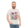 Wildflowers and Pink/Violet Roses, Graphic T-Shirts for Women, Floral Shirt, Womens Short Sleeve, Ladies Graphic Tees #5101TTS