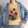 Wildflowers and Red Roses, Graphic T-Shirts for Women, Floral Shirt, Womens Short Sleeve, Ladies Graphic Tees #5129TTS