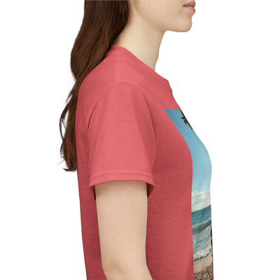 My Happy Place, Woman on Bench, Looking at Waves,Safe Place T-Shirt, Finding My Happy Place Top, Ocean Waves,#5003STS