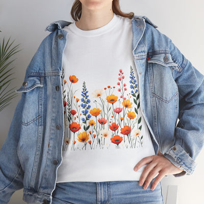 Wildflowers, Graphic T-Shirts for Women, Floral Shirt, Womens Short Sleeve, Ladies Graphic Tees #5110TTS
