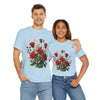 Wildflowers and Red Roses, Graphic T-Shirts for Women, Floral Shirt, Womens Short Sleeve, Ladies Graphic Tees #5130TTS