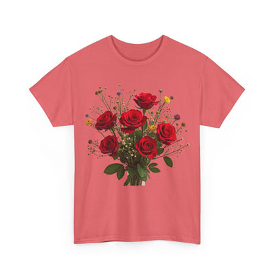 Wildflowers and Red Roses, Graphic T-Shirts for Women, Floral Shirt, Womens Short Sleeve, Ladies Graphic Tees #5131TTS