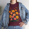 Wildflowers and Pink & Yellow Roses, Graphic T-Shirts for Women, Floral Shirt, Womens Short Sleeve, Ladies Graphic Tees #5140TTS