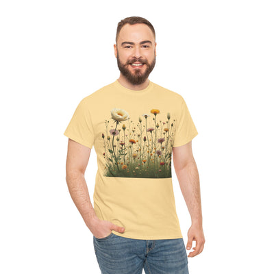 Wildflowers and White Roses, Graphic T-Shirts for Women, Floral Shirt, Womens Short Sleeve, Ladies Graphic Tees #5041TTS