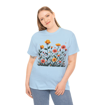 Wildflowers and Yellow Roses, Graphic T-Shirts for Women, Floral Shirt, Womens Short Sleeve, Ladies Graphic Tees #5026TTS