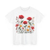 Wildflowers and Red Roses, Graphic T-Shirts for Women, Floral Shirt, Womens Short Sleeve, Ladies Graphic Tees #5034TTS