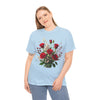 Wildflowers and Red Roses, Graphic T-Shirts for Women, Floral Shirt, Womens Short Sleeve, Ladies Graphic Tees #5130TTS