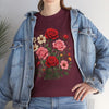 Wildflowers and Pink & Red Roses, Graphic T-Shirts for Women, Floral Shirt, Womens Short Sleeve, Ladies Graphic Tees #5134TTS