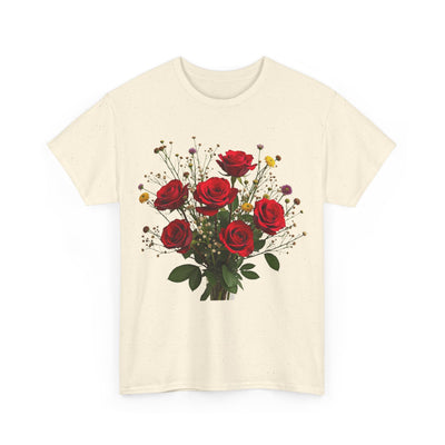 Wildflowers and Red Roses, Graphic T-Shirts for Women, Floral Shirt, Womens Short Sleeve, Ladies Graphic Tees #5131TTS