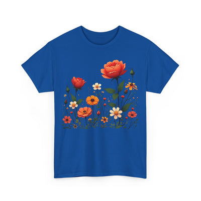 Wildflowers and Orange Roses, Graphic T-Shirts for Women, Floral Shirt, Womens Short Sleeve, Ladies Graphic Tees #5043TTS