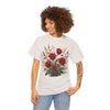 Wildflowers and Red Roses, Graphic T-Shirts for Women, Floral Shirt, Womens Short Sleeve, Ladies Graphic Tees #5129TTS