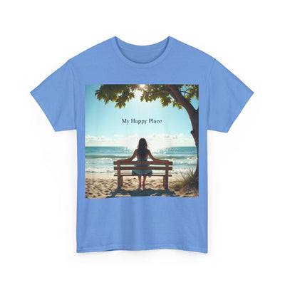 My Happy Place, Woman on Bench, Looking at Waves,Safe Place T-Shirt, Finding My Happy Place Top, Ocean Waves,#5003STS