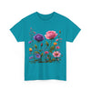 Wildflowers and Pink/Violet Roses, Graphic T-Shirts for Women, Floral Shirt, Womens Short Sleeve, Ladies Graphic Tees #5101TTS