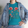 Wildflowers and Pink Roses, Graphic T-Shirts for Women, Floral Shirt, Womens Short Sleeve, Ladies Graphic Tees #5015TTS
