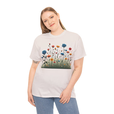 Wildflowers and Blue Roses, Graphic T-Shirts for Women, Floral Shirt, Womens Short Sleeve, Ladies Graphic Tees #5050TTS