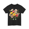 Wildflowers and Pink & Yellow Roses, Graphic T-Shirts for Women, Floral Shirt, Womens Short Sleeve, Ladies Graphic Tees #5136TTS