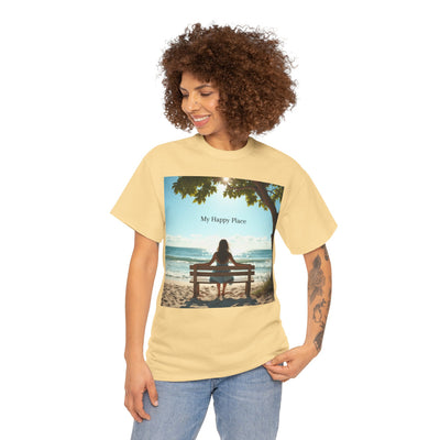 My Happy Place, Woman on Bench, Looking at Waves,Safe Place T-Shirt, Finding My Happy Place Top, Ocean Waves,#5003STS