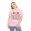 Wildflowers and Pink Roses, Graphic T-Shirts for Women, Floral Shirt, Womens Short Sleeve, Ladies Graphic Tees #5015TTS