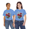 Wildflowers and Red Roses, Graphic T-Shirts for Women, Floral Shirt, Womens Short Sleeve, Ladies Graphic Tees #5127TTS