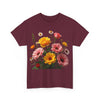 Wildflowers and Pink & Yellow Roses, Graphic T-Shirts for Women, Floral Shirt, Womens Short Sleeve, Ladies Graphic Tees #5147TTS