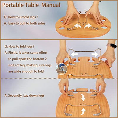 3 views of a portable mini picknic table
