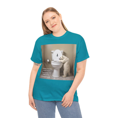 Please Put the Seat Down, Seriously, It's Not that Complicated, Polar Bear Toilet Seat Down, Seat Down Reminder Shirt #5004STS