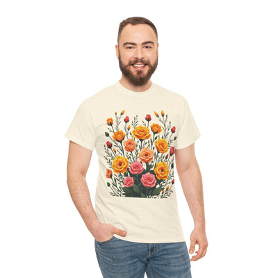 Wildflowers and Pink & Yellow Roses, Graphic T-Shirts for Women, Floral Shirt, Womens Short Sleeve, Ladies Graphic Tees #5140TTS