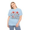 Wildflowers and Pink Roses, Graphic T-Shirts for Women, Floral Shirt, Womens Short Sleeve, Ladies Graphic Tees #5015TTS