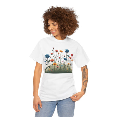 Wildflowers and Blue Roses, Graphic T-Shirts for Women, Floral Shirt, Womens Short Sleeve, Ladies Graphic Tees #5050TTS
