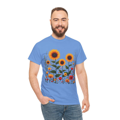 Sunflowers & Wildflowers, Graphic T-Shirts for Women, Floral Shirt, Womens Short Sleeve, Ladies Graphic Tees #5154TTS