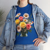 Wildflowers and Pink & Yellow Roses, Graphic T-Shirts for Women, Floral Shirt, Womens Short Sleeve, Ladies Graphic Tees #5136TTS