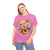 Wildflowers and Pink & Yellow Roses, Graphic T-Shirts for Women, Floral Shirt, Womens Short Sleeve, Ladies Graphic Tees #5145TTS