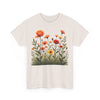 Wildflowers and Orange Roses, Graphic T-Shirts for Women, Floral Shirt, Womens Short Sleeve, Ladies Graphic Tees #5045TTS