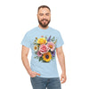 Wildflowers and Pink & Yellow Roses, Graphic T-Shirts for Women, Floral Shirt, Womens Short Sleeve, Ladies Graphic Tees #5145TTS