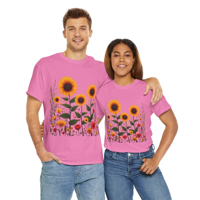 Sunflowers & Wildflowers, Graphic T-Shirts for Women, Floral Shirt, Womens Short Sleeve, Ladies Graphic Tees #5154TTS